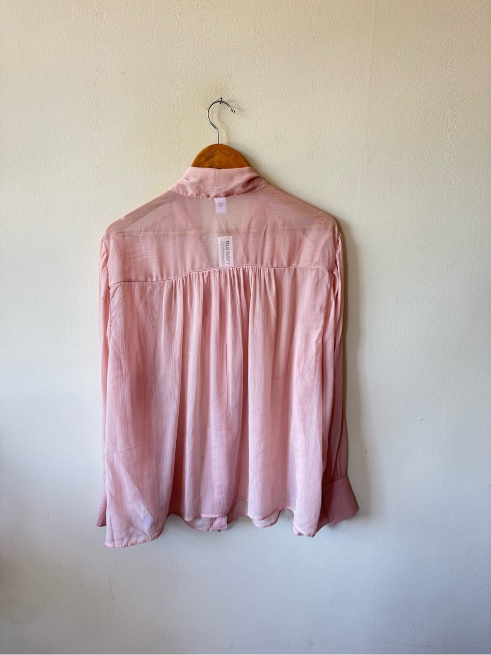 NWT Old Navy Pink Tie-Neck Long-Sleeve Blouse - Picture 9 of 9
